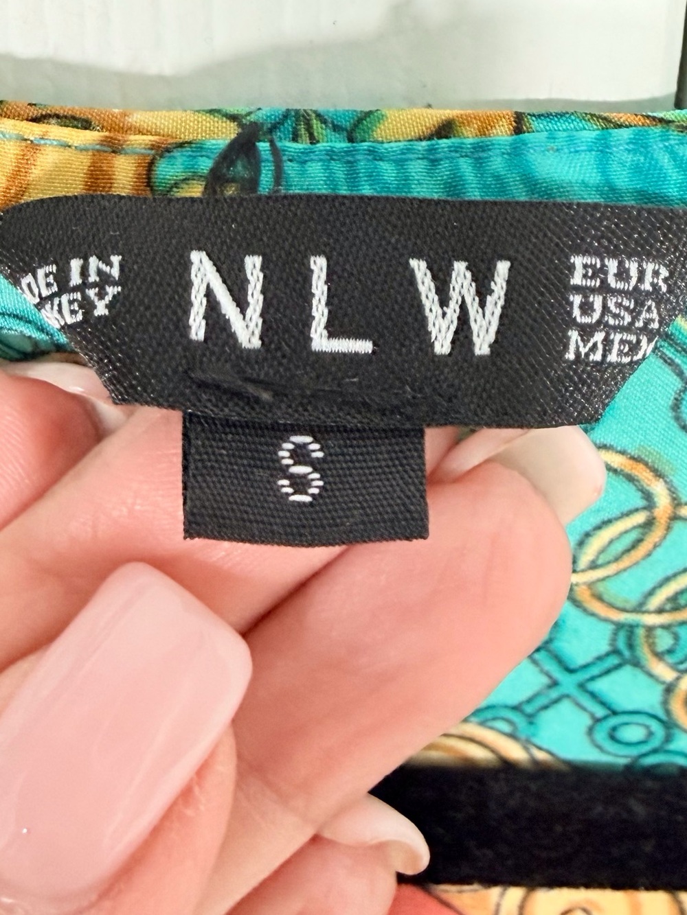 NLW Turquoise & Coral Printed Boho Swim Coverup - Picture 9 of 13
